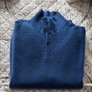 Men’s cashmere sweater. 3 button. Royal blue. XXL